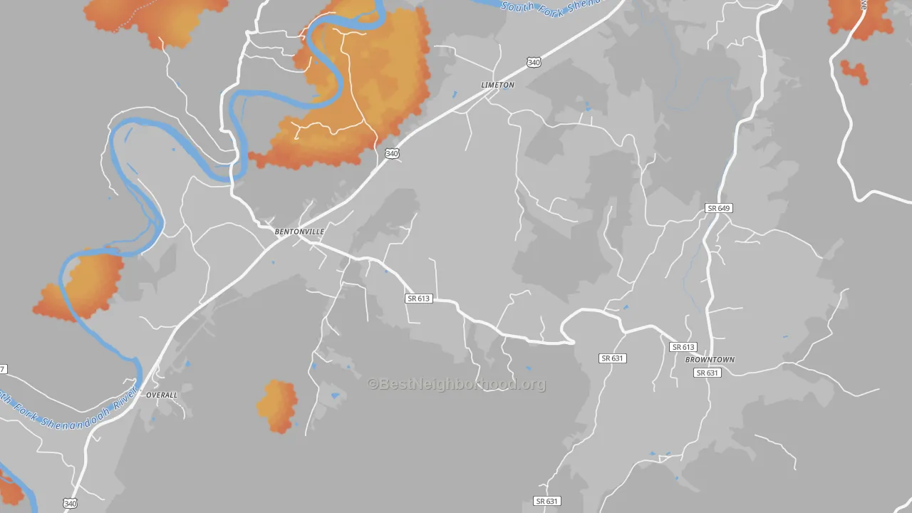 Bike Grade map of Bentonville, VA