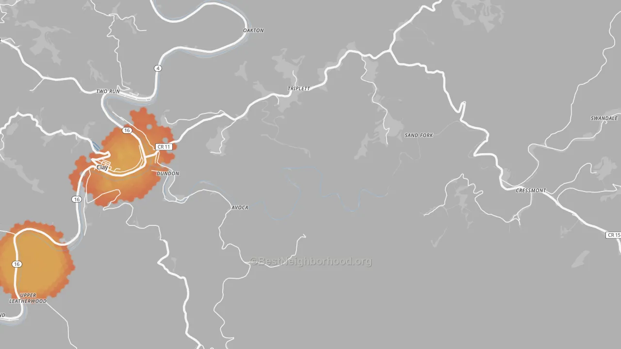 Bike Grade map of Bentree, WV