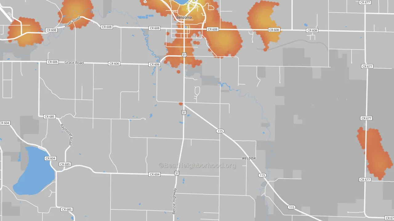 Bike Grade map of Benzonia, MI
