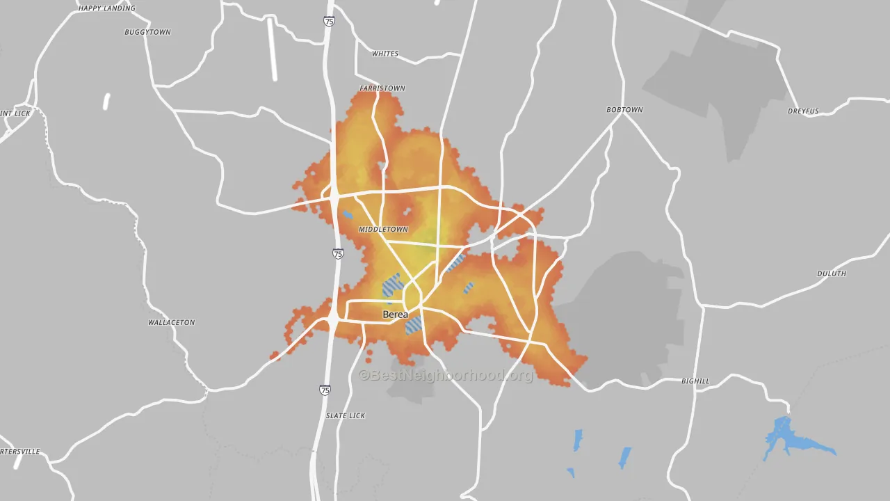 Bike Grade map of Berea, KY