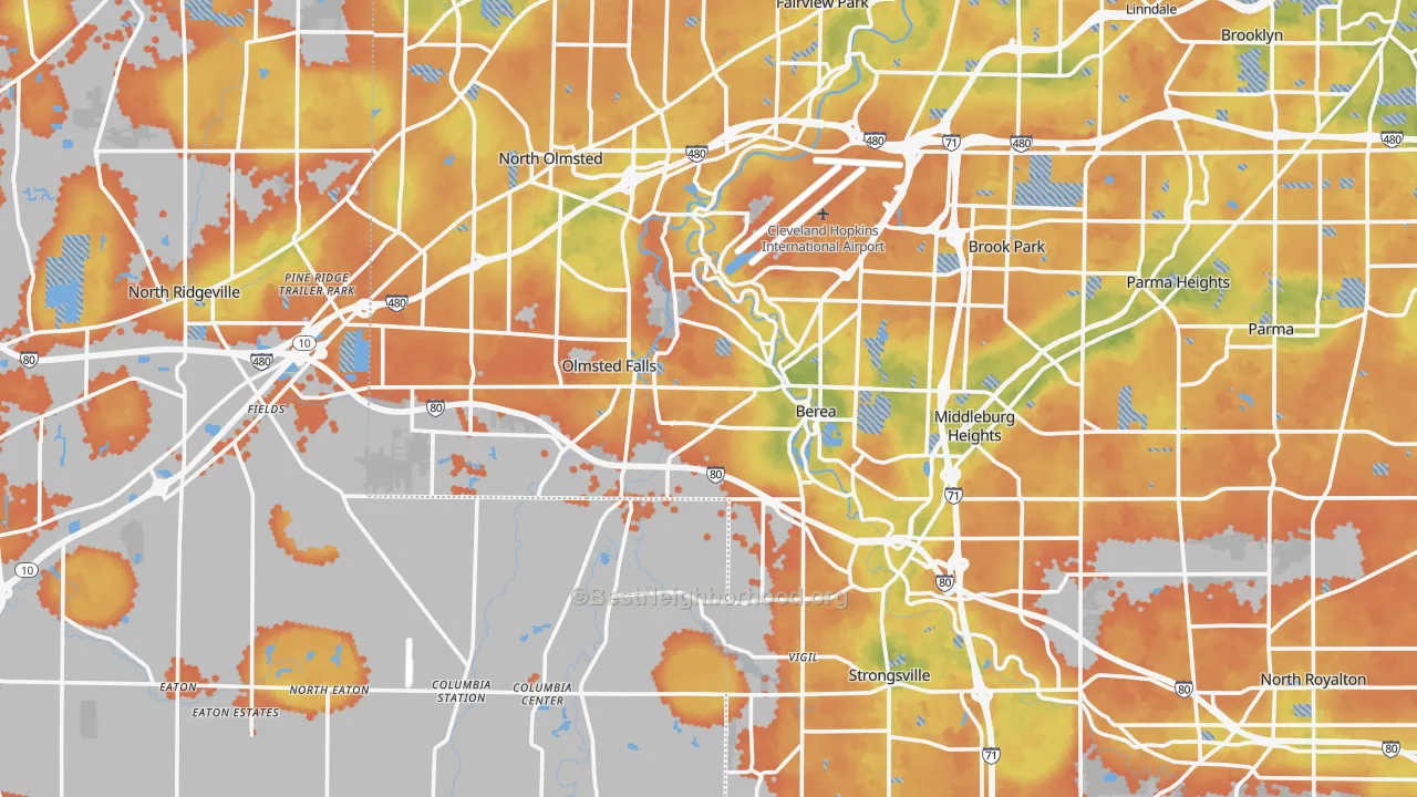 Bike Grade map of Berea, OH