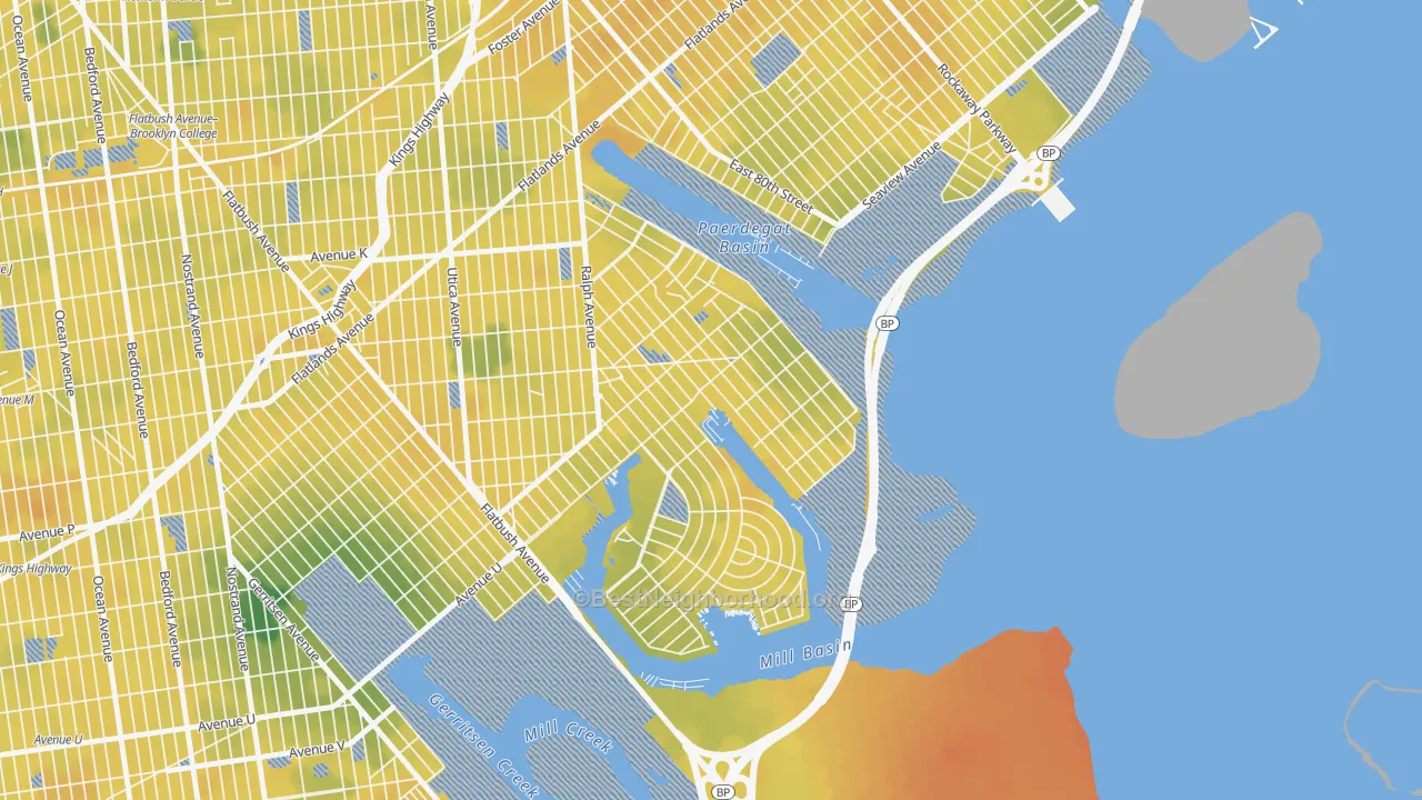 Bike Grade map of Bergen Beach, Brooklyn, NY