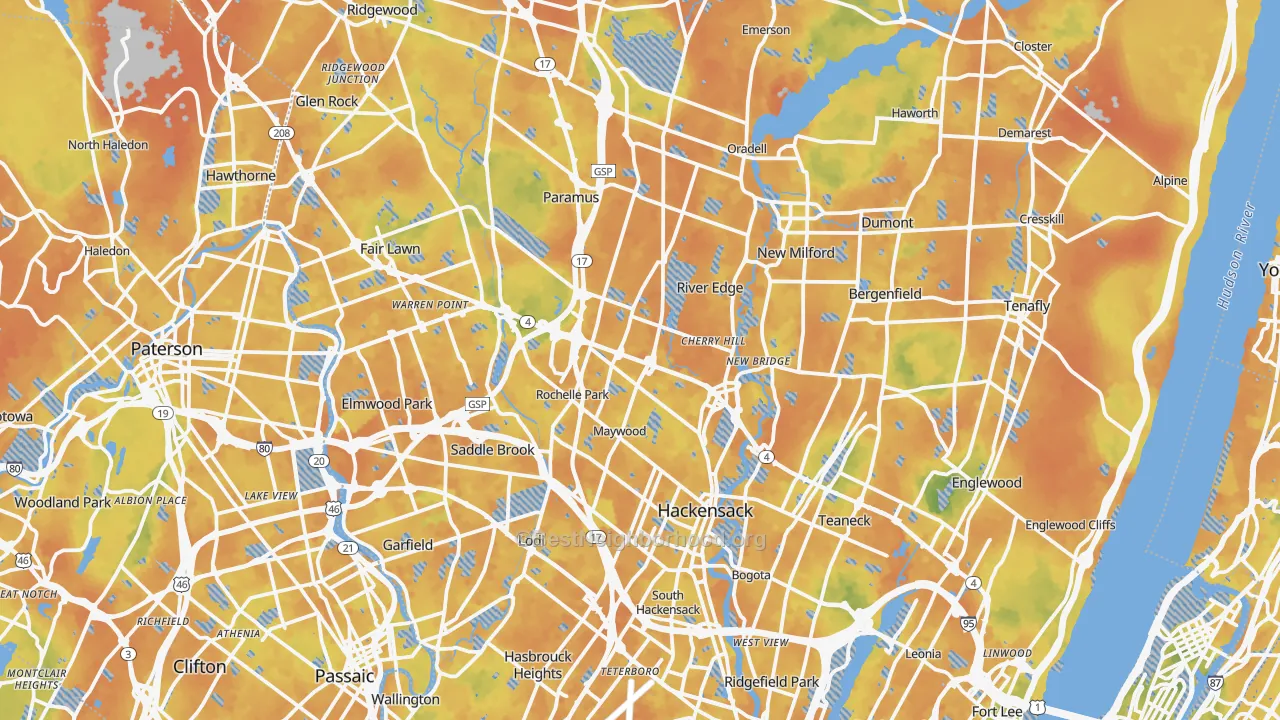 Bike Grade map of Bergen County, NJ