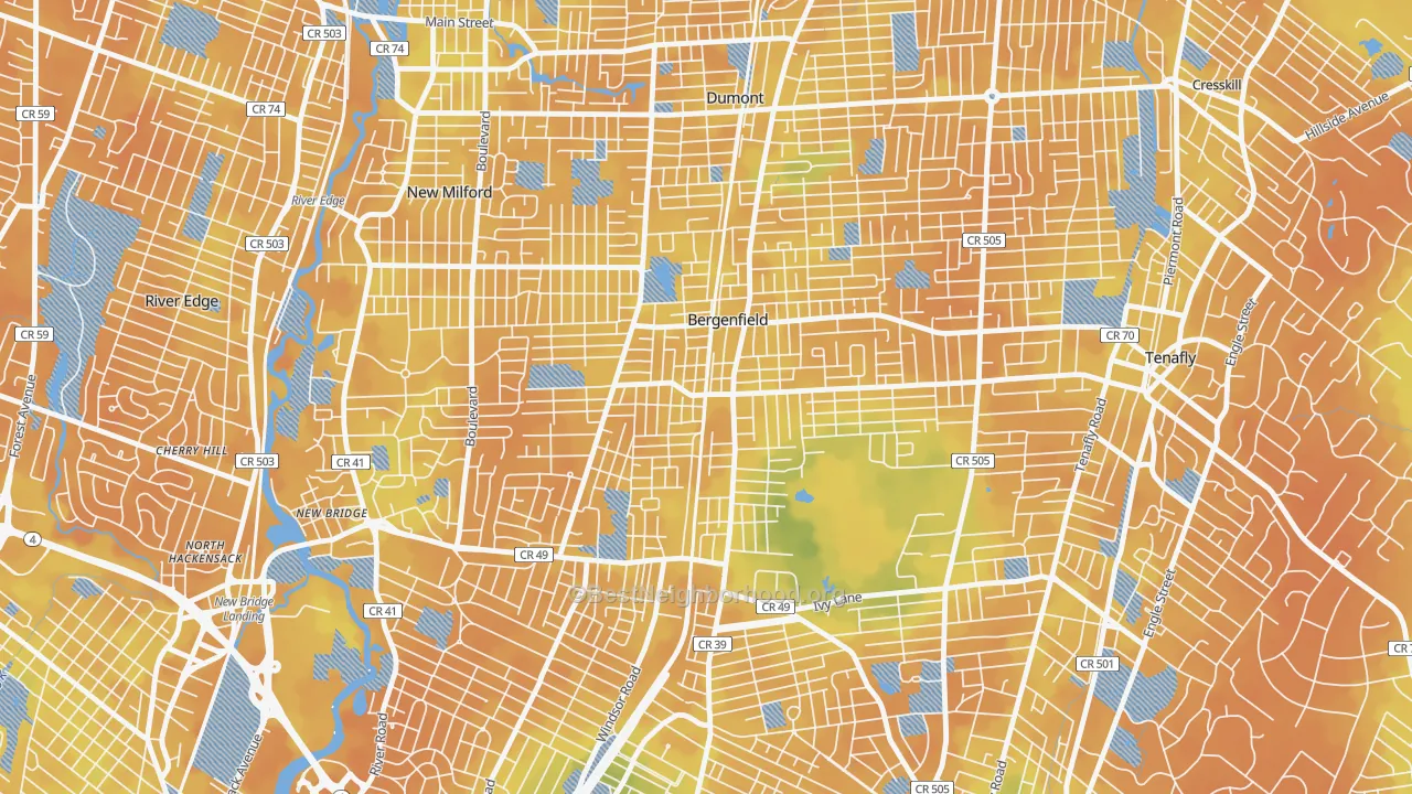 Bike Grade map of Bergenfield, NJ