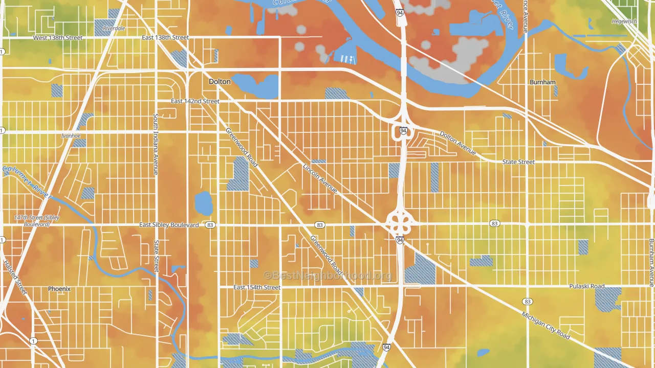 Bike Grade map of Berger, Dolton, IL