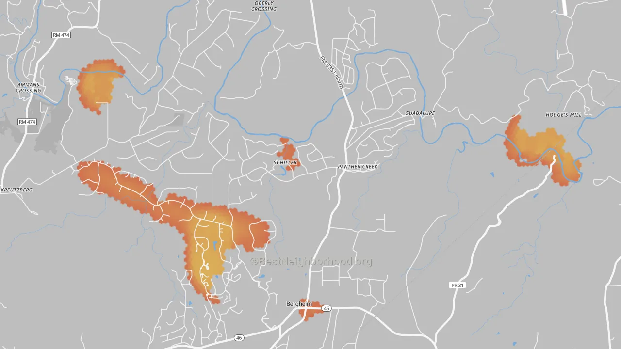 Bike Grade map of Bergheim, TX