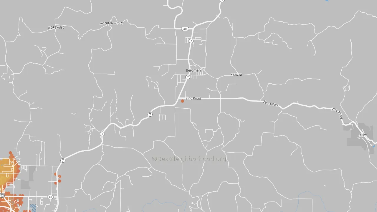Bike Grade map of Bergman, AR