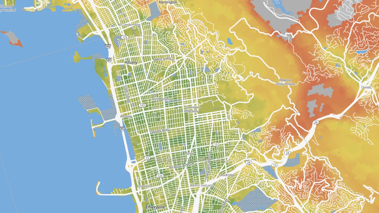 Bike Grade map of Berkeley, CA