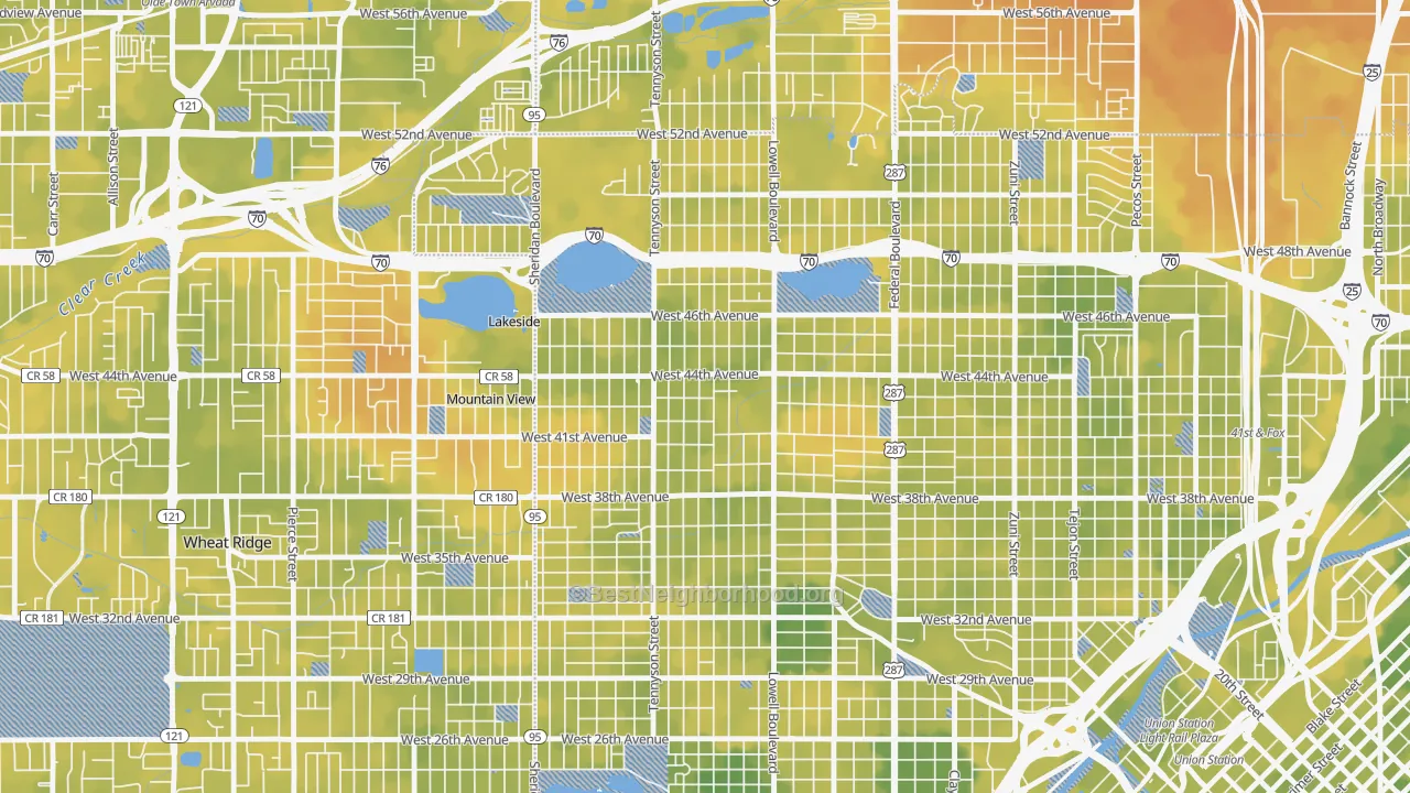 Bike Grade map of Berkeley, Denver, CO