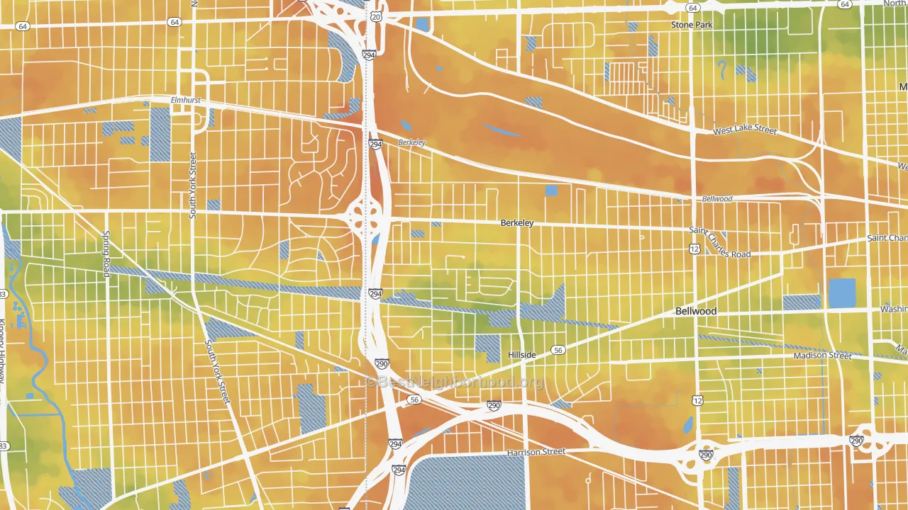 Bike Grade map of Berkeley, IL