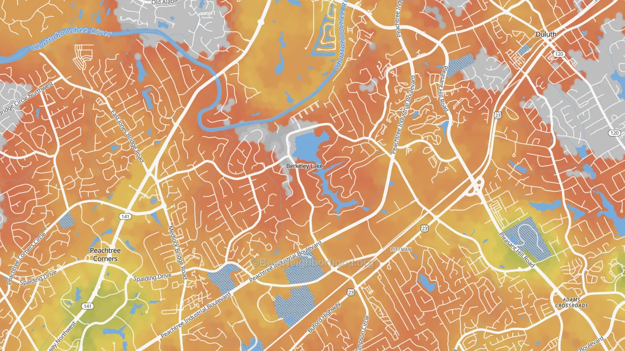 Bike Grade map of Berkeley Lake, GA