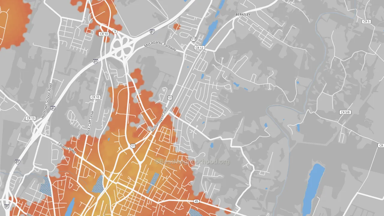 Bike Grade map of Berkeley, Martinsburg, WV