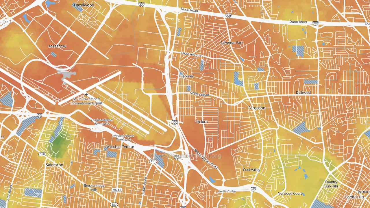 Bike Grade map of Berkeley, MO