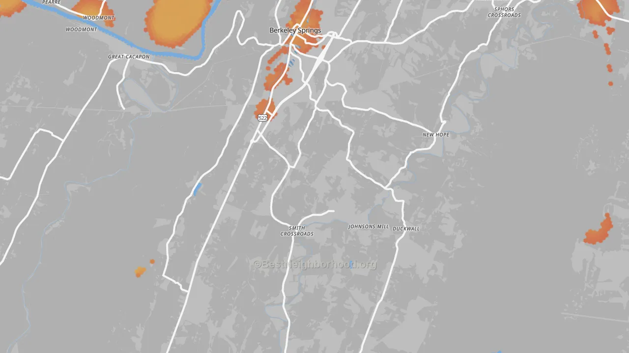 Bike Grade map of Berkeley Springs, WV