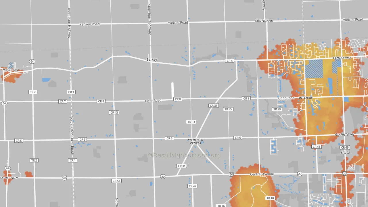 Bike Grade map of Berkey, OH