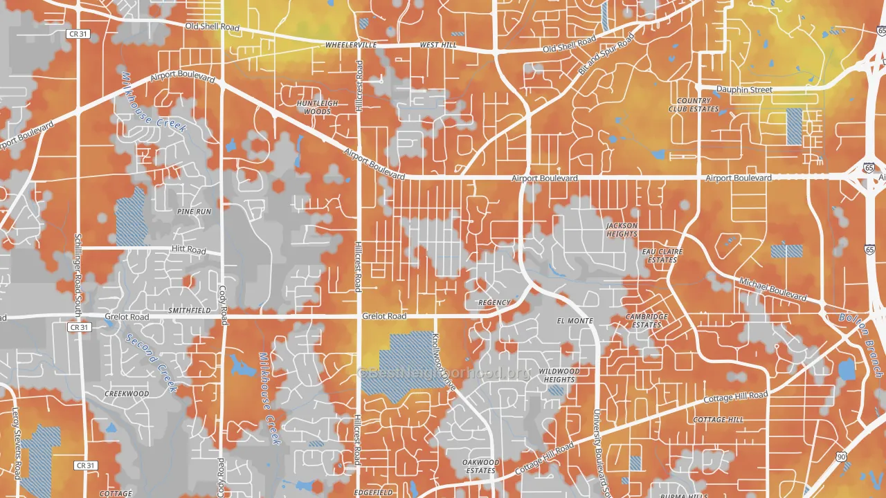 Bike Grade map of Berkleigh, Mobile, AL