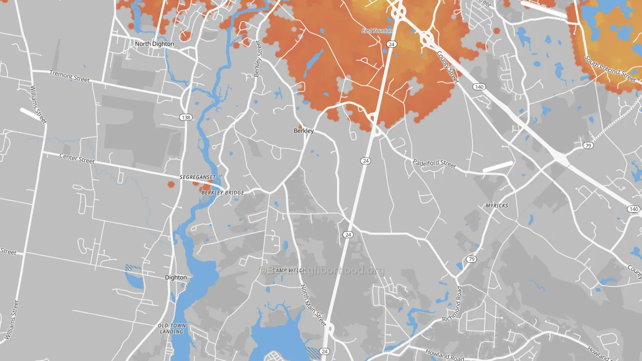 Bike Grade map of Berkley, MA