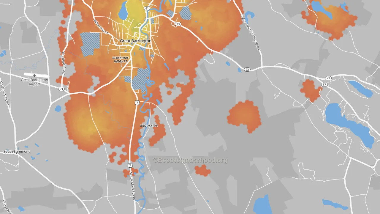 Bike Grade map of Berkshire Heights, MA