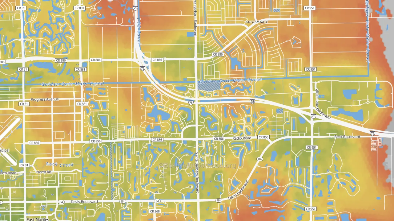 Bike Grade map of Berkshire Lakes, Naples, FL