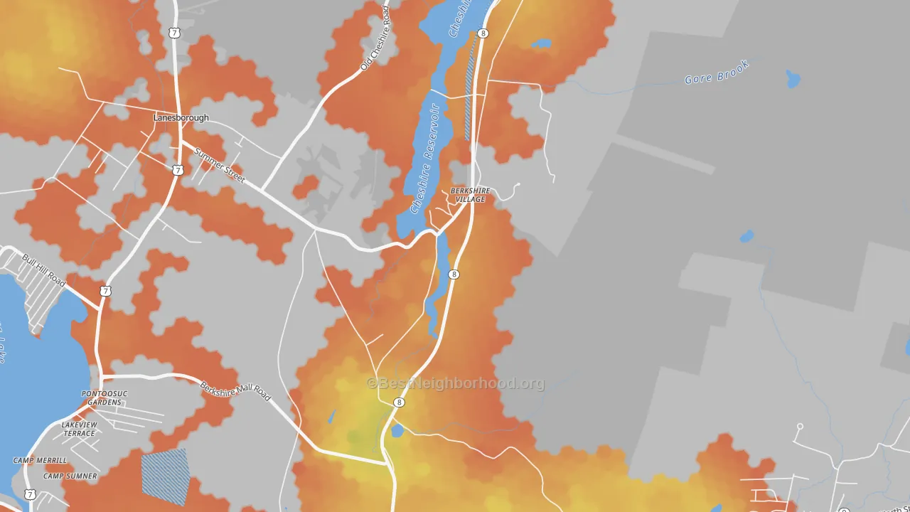 Bike Grade map of Berkshire, MA