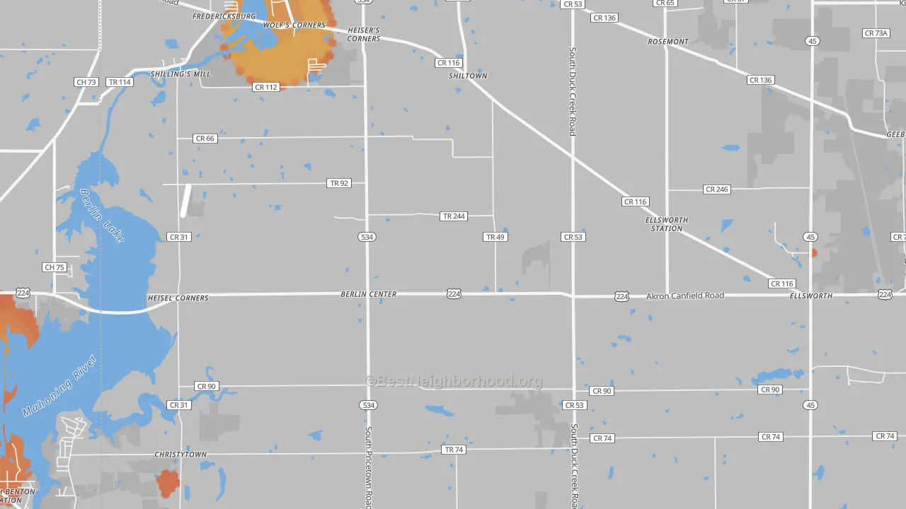 Bike Grade map of Berlin Center, OH
