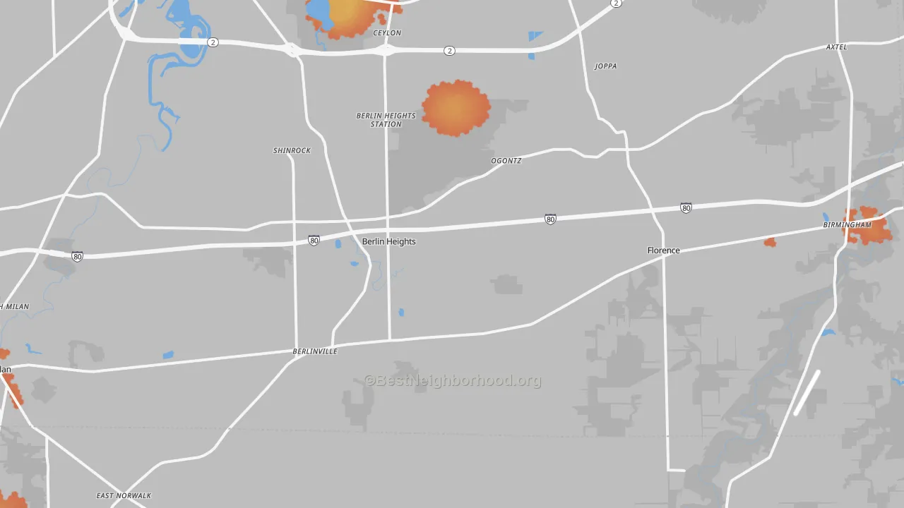 Bike Grade map of Berlin Heights, OH