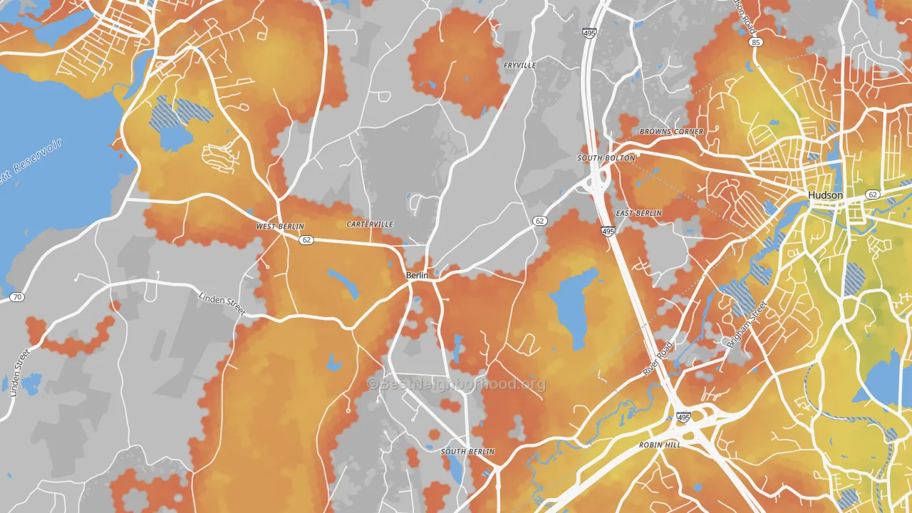 Bike Grade map of Berlin, MA