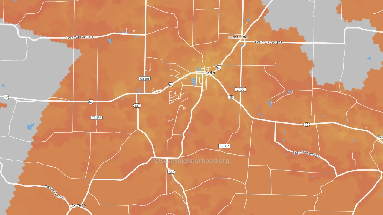 Bike Grade map of Berlin, OH