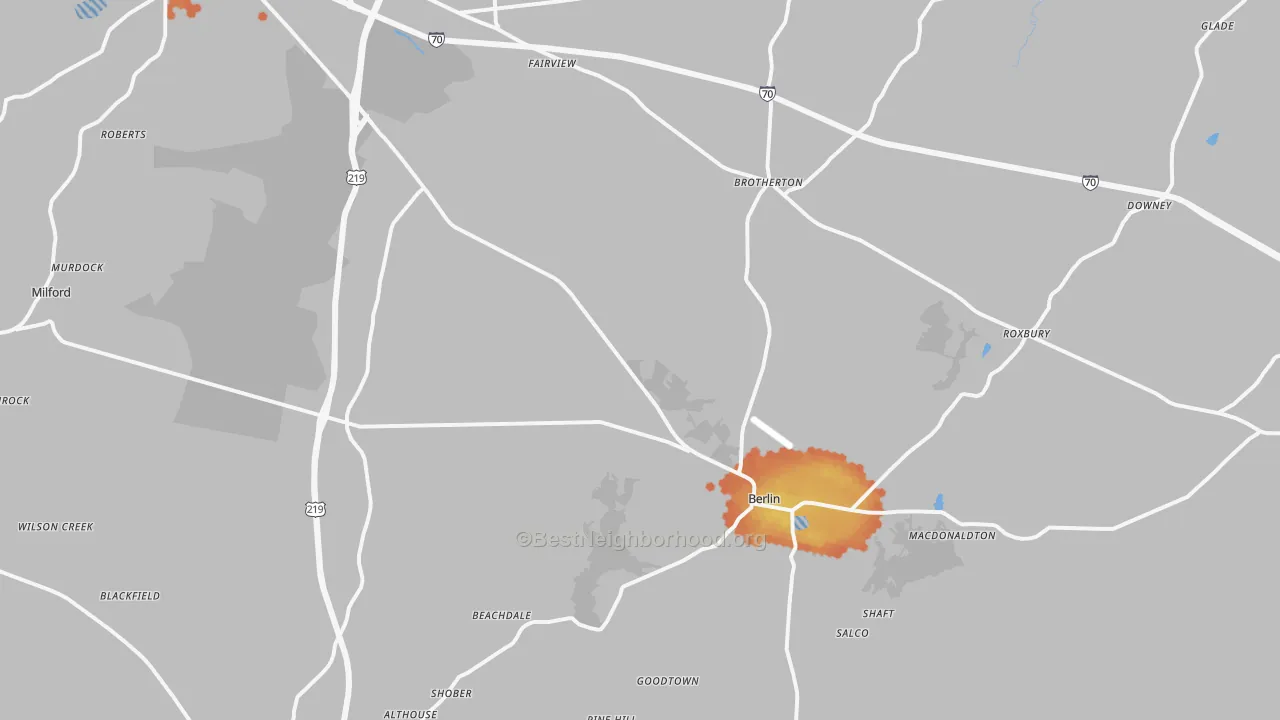 Bike Grade map of Berlin, PA