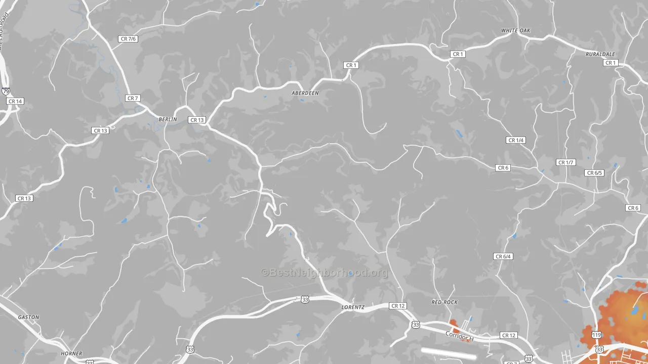 Bike Grade map of Berlin, WV