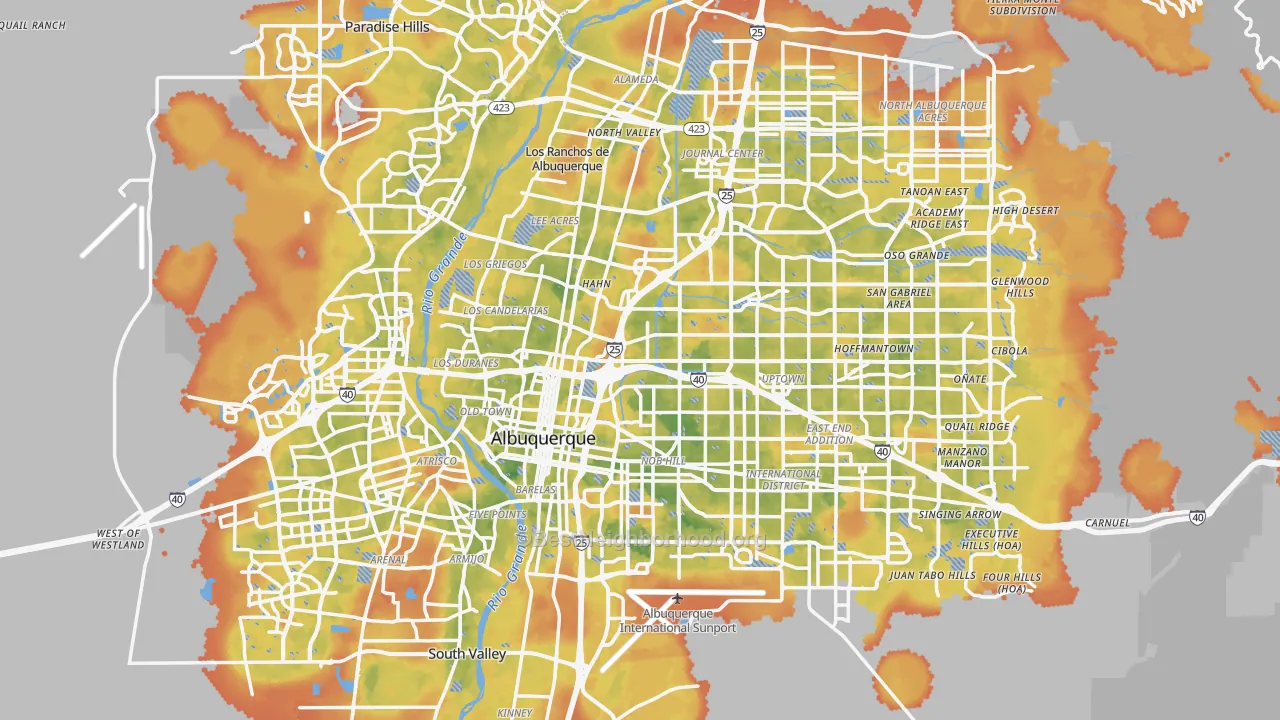 Bike Grade map of Bernalillo County, NM