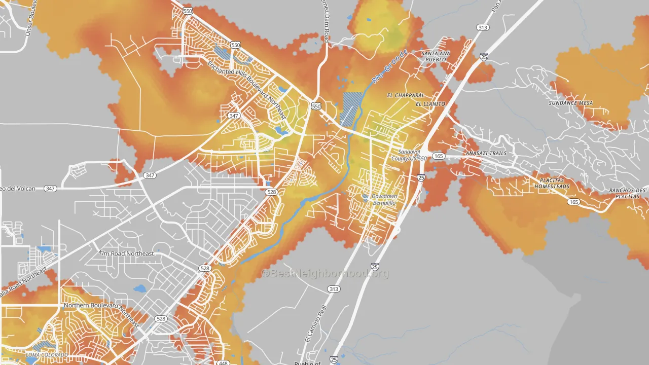 Bike Grade map of Bernalillo, NM