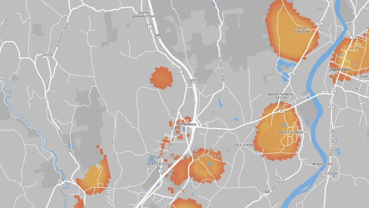 Bike Grade map of Bernardston, MA