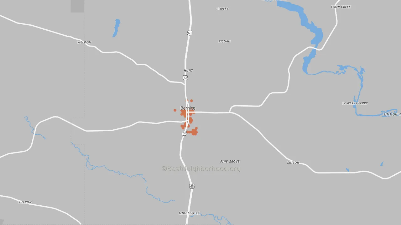 Bike Grade map of Bernice, LA