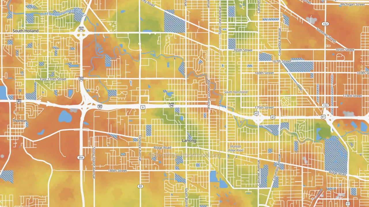 Bike Grade map of Bernice, Lansing, IL