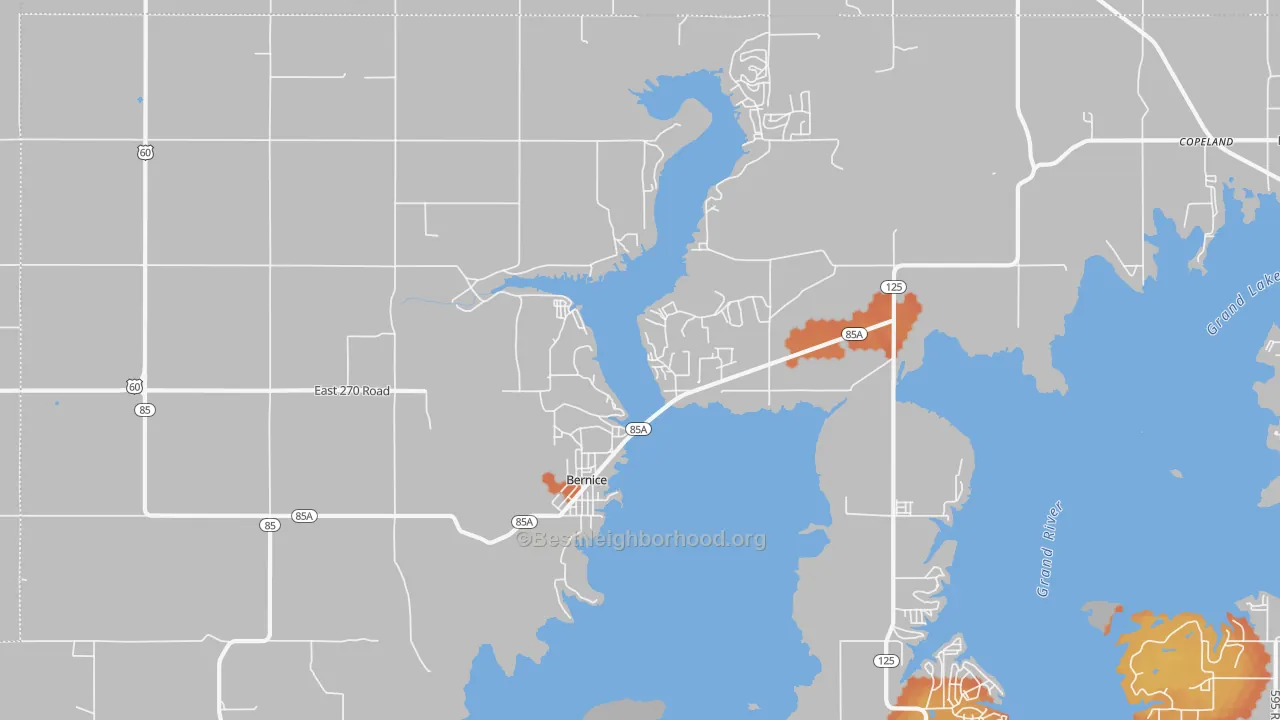 Bike Grade map of Bernice, OK