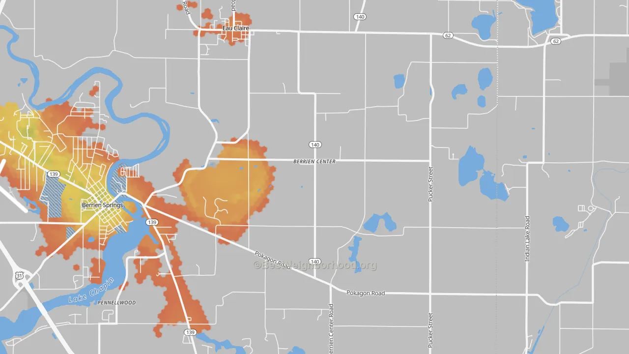 Bike Grade map of Berrien Center, MI