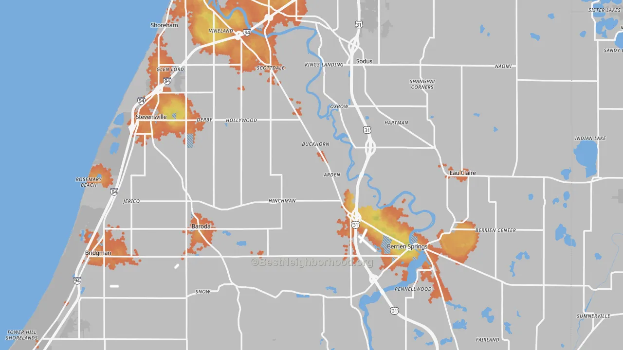 Bike Grade map of Berrien County, MI