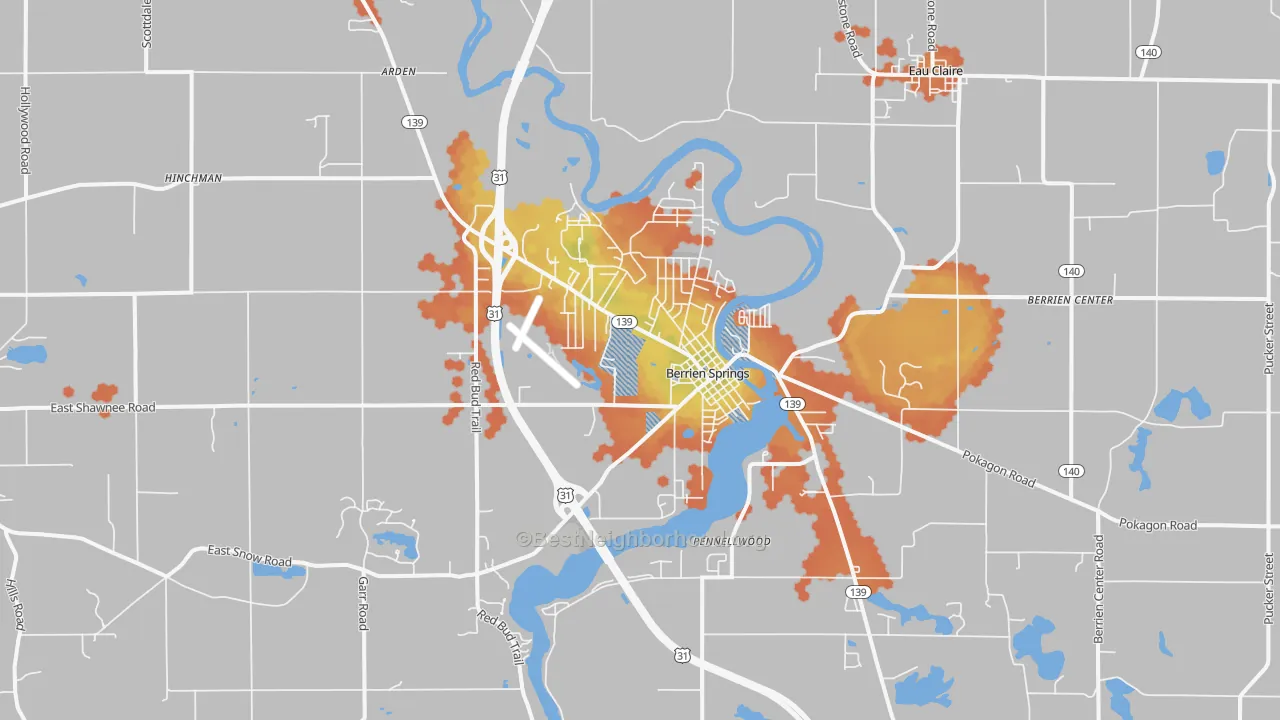 Bike Grade map of Berrien Springs, MI