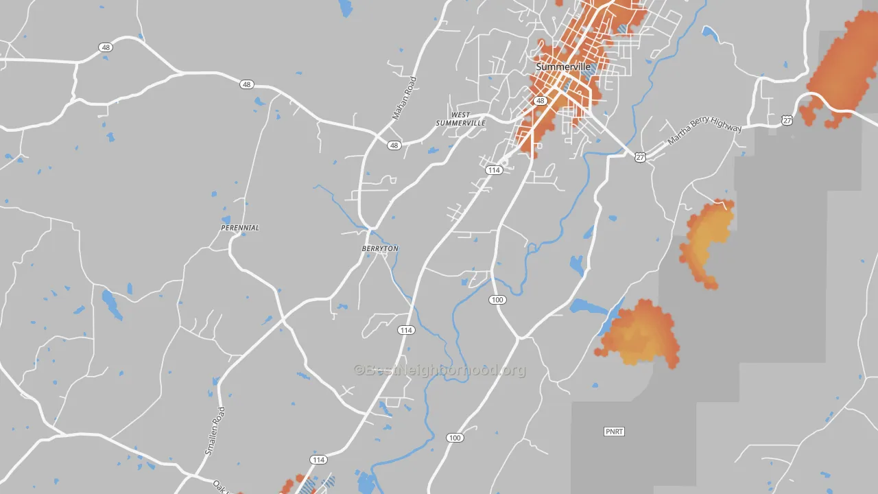 Bike Grade map of Berryton, GA