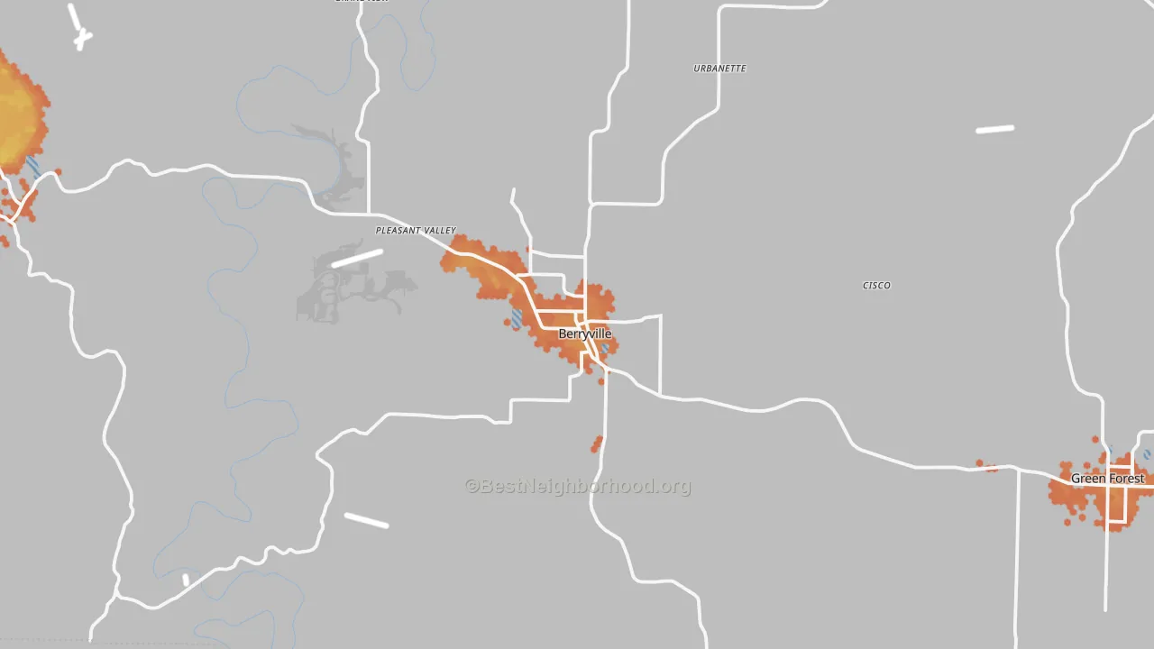 Bike Grade map of Berryville, AR