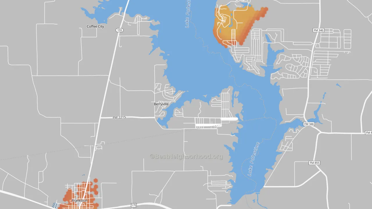 Bike Grade map of Berryville, TX