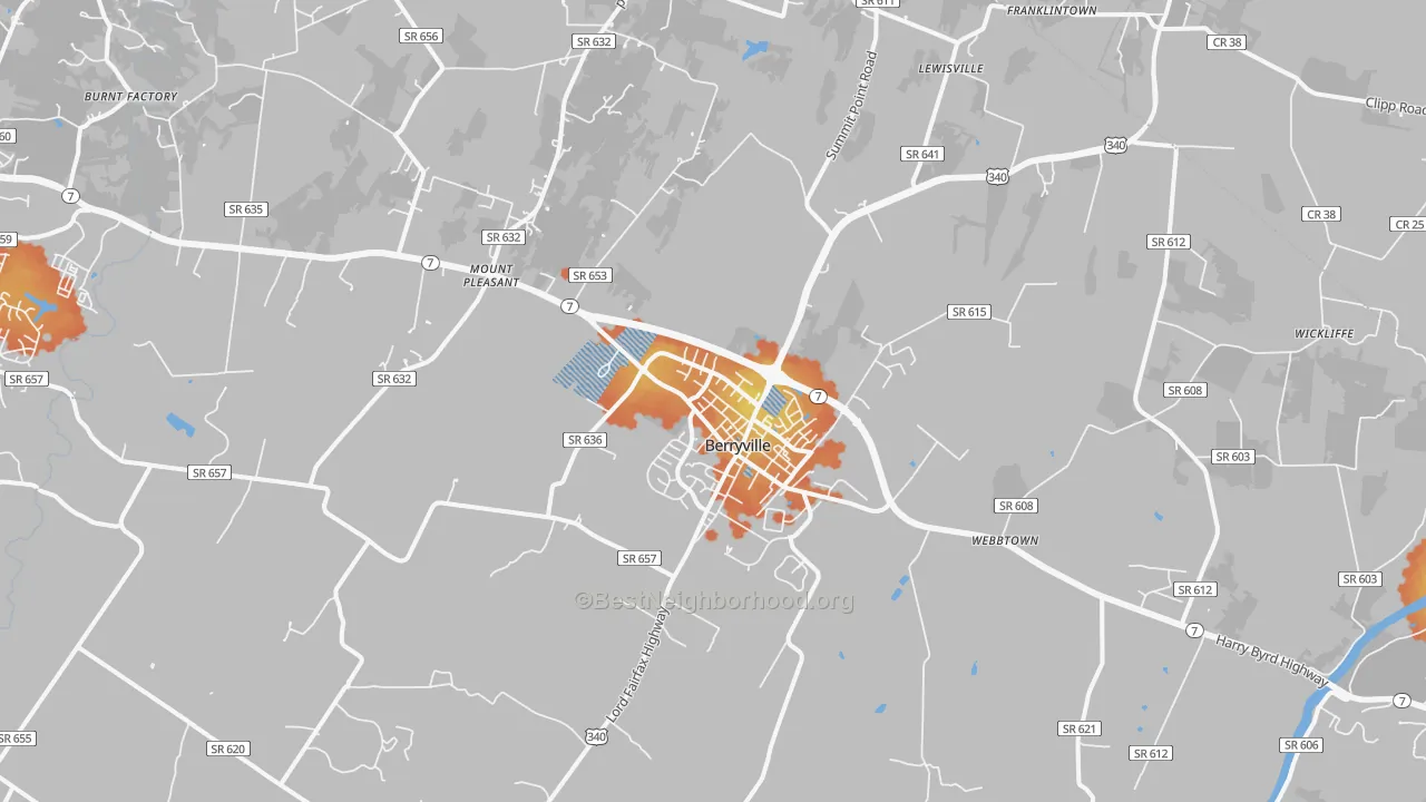 Bike Grade map of Berryville, VA