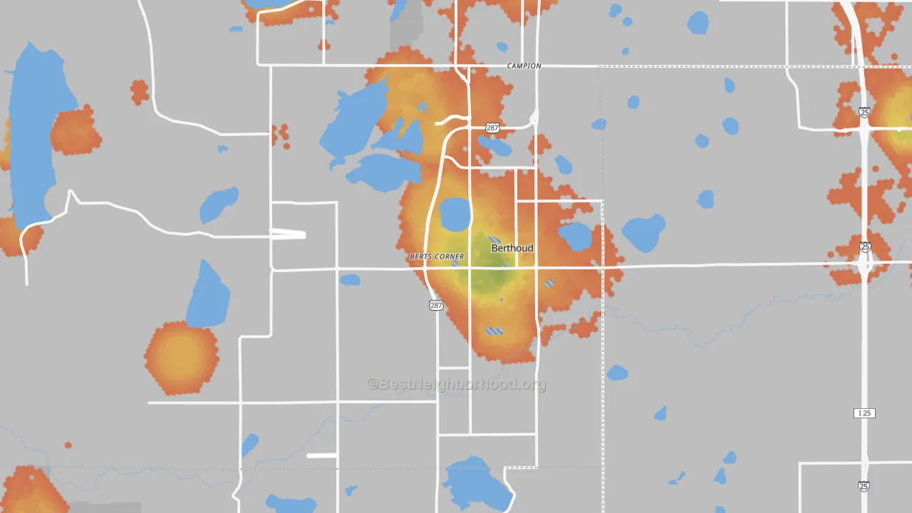 Bike Grade map of Berthoud, CO