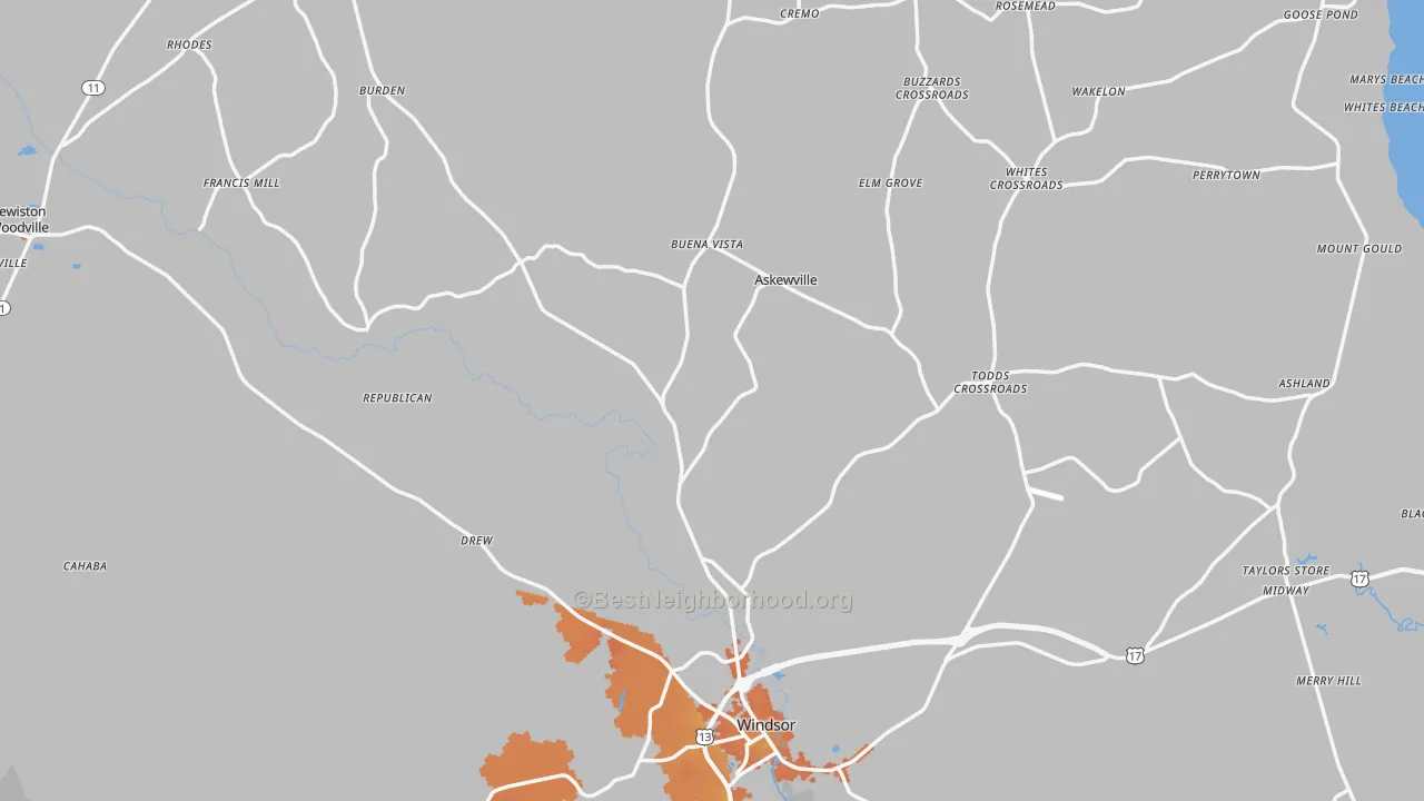 Bike Grade map of Bertie County, NC