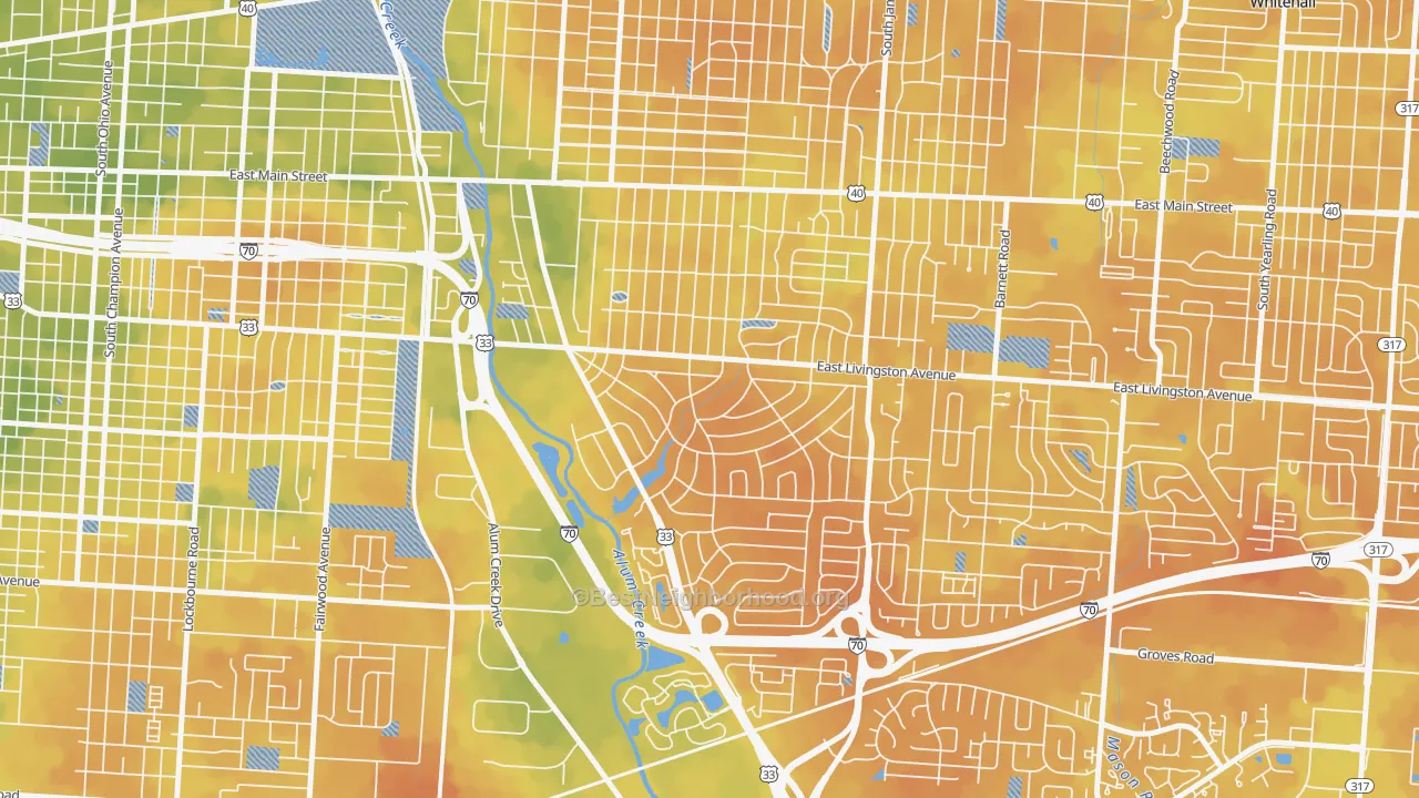 Bike Grade map of Berwick, Columbus, OH