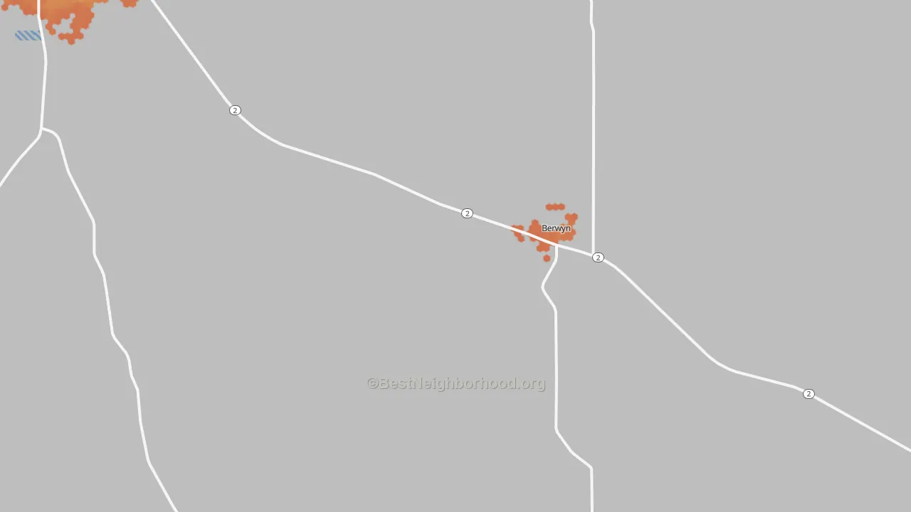 Bike Grade map of Berwyn, NE
