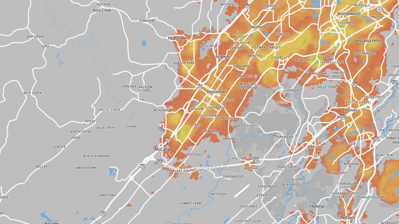 Bike Grade map of Bessemer, AL
