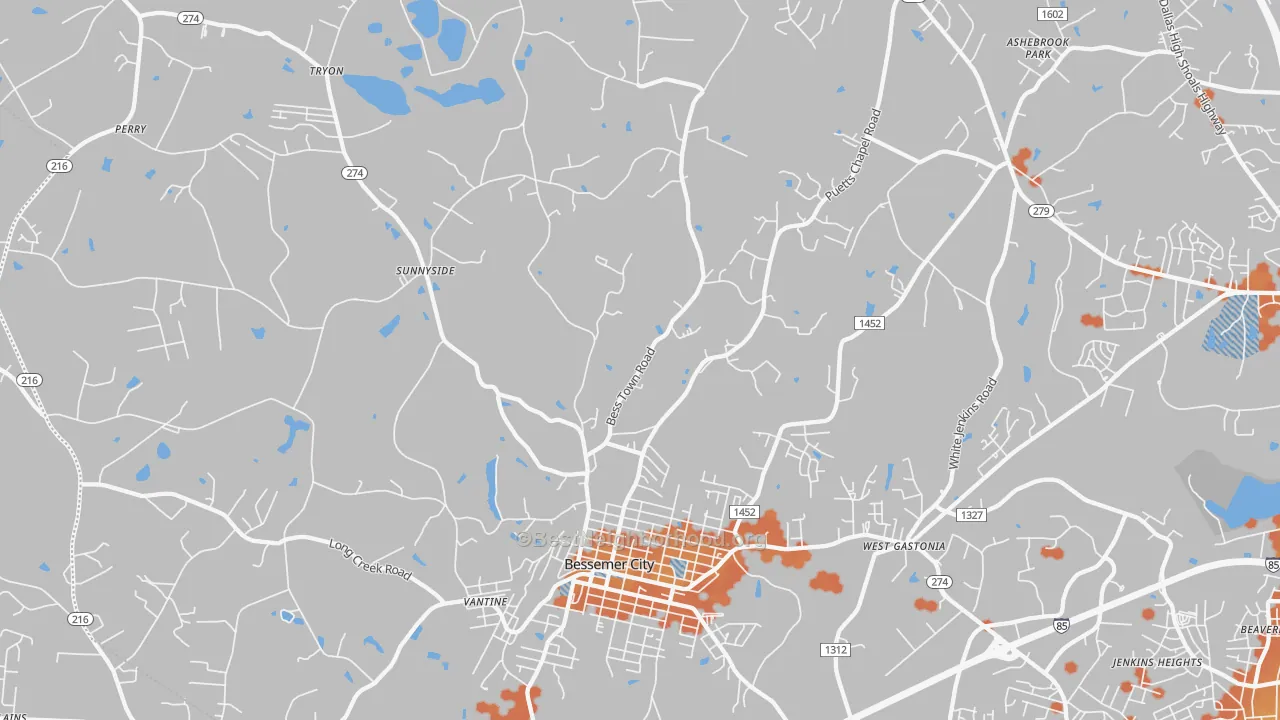 Bike Grade map of Bessemer City, NC