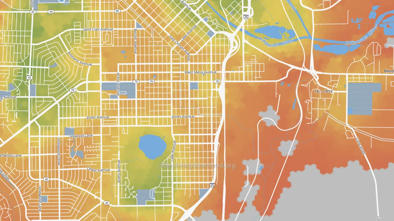 Bike Grade map of Bessemer, Pueblo, CO